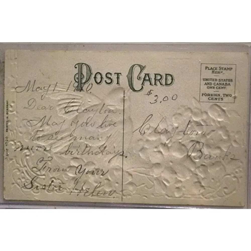 Lot Of Four Vintage Antique Embossed Postcards Flowers Birds Birthday